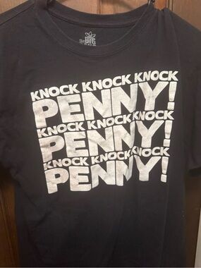 Women’s Large KNOCK KNOCK PENNY! Graphic Tee - White on Black